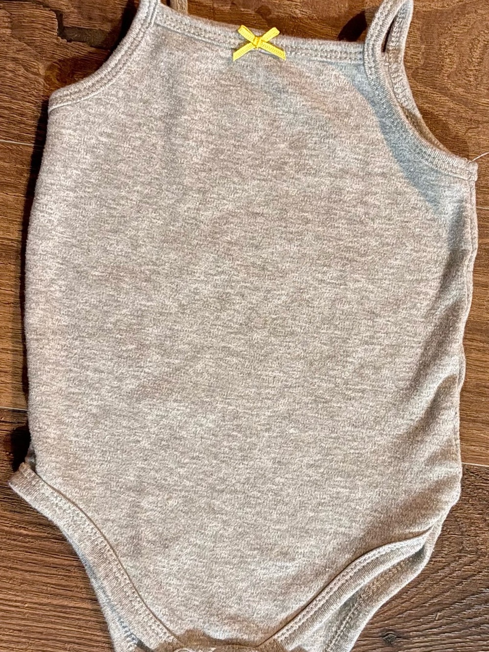 Heather Gray Girls' Tank Bodysuit with Yellow Bow